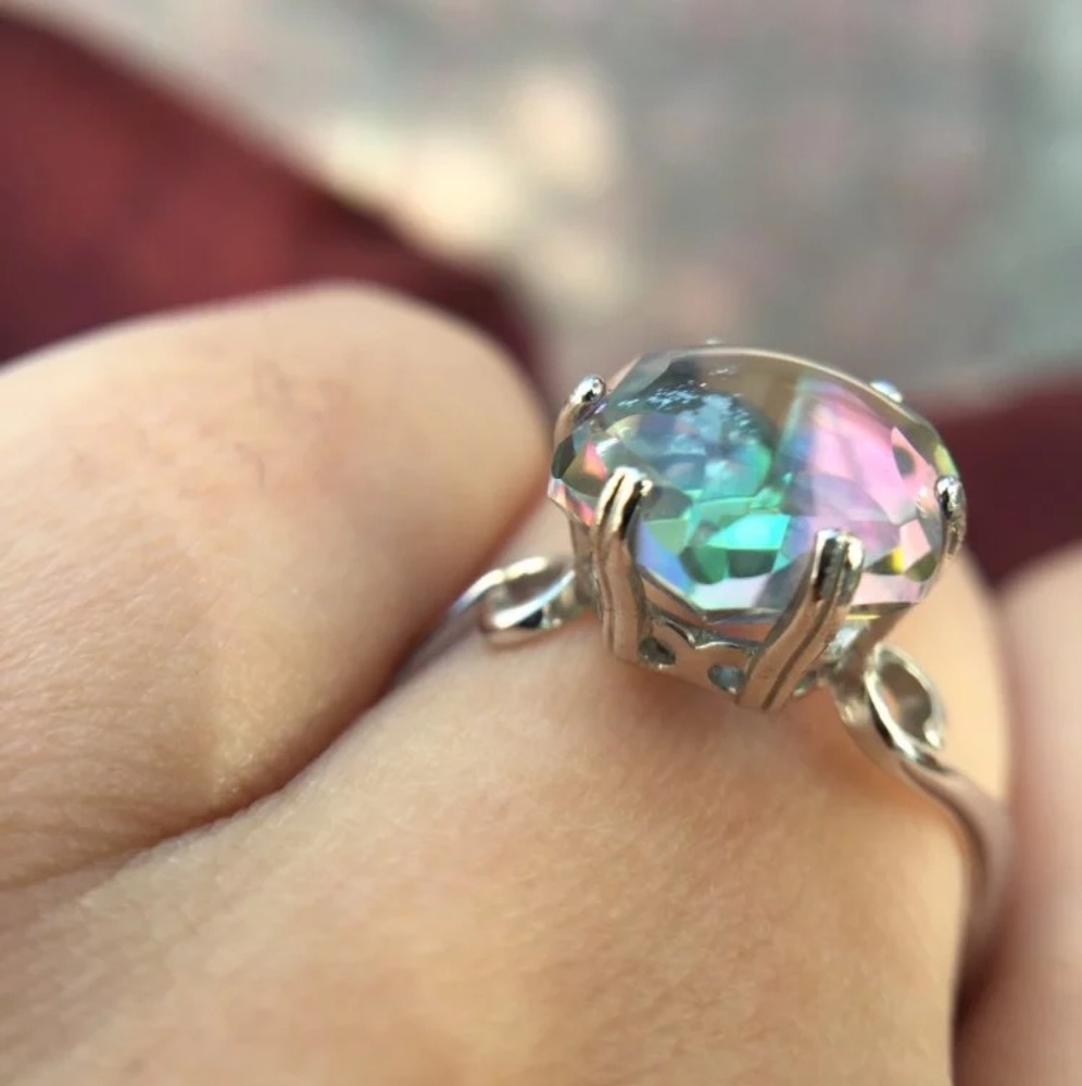 🔥LAST 1🔥NEW HEXAGON MYSTIC TOPAZ SS RING - Picture 5 of 8